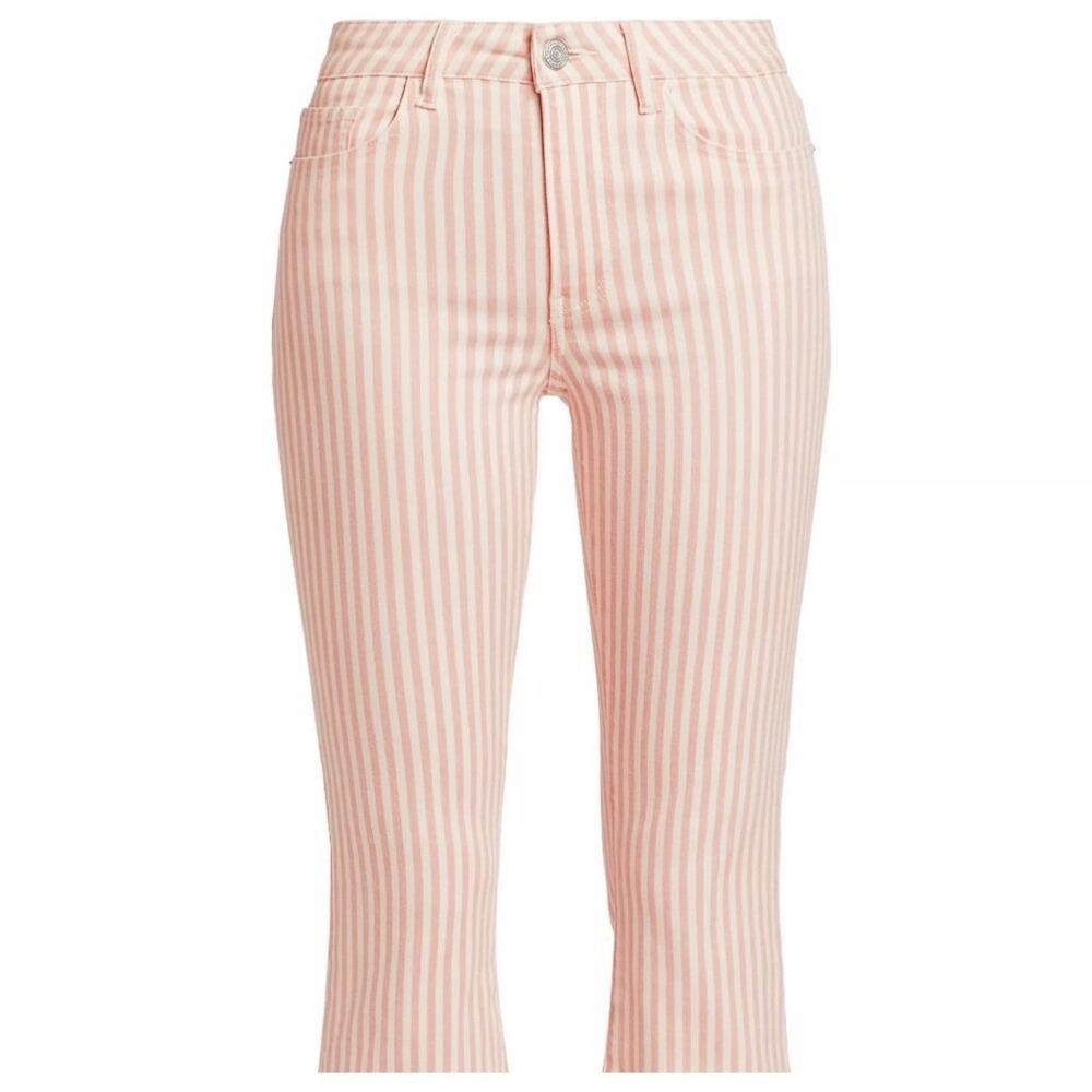 FRAME Dusty Pink Cabana Striped Le Crop High-Rise Mini Bootcut Jeans 23 Stretch
